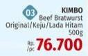 Promo Harga Kimbo Bratwurst Original, Keju, Lada Hitam 500 gr - LotteMart