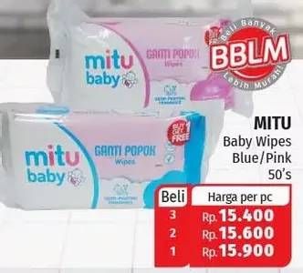 Promo Harga MITU Baby Wipes Blue, Pink 50 pcs - Lotte Grosir
