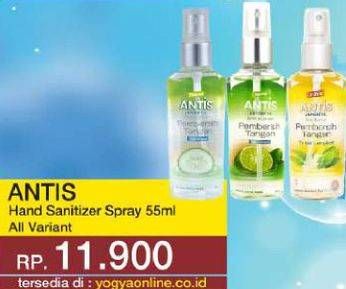 Promo Harga ANTIS Hand Sanitizer All Variants 55 ml - Yogya