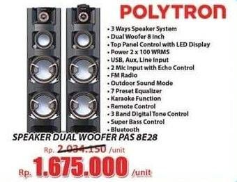 Promo Harga POLYTRON PAS 8E28 Speaker Dual Woofer  - Hari Hari