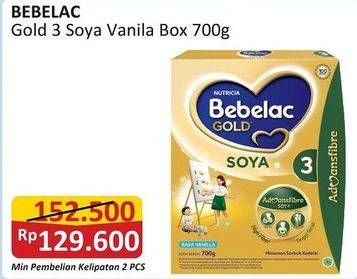 Promo Harga Bebelac 3 Gold Soya Susu Pertumbuhan Vanila 700 gr - Alfamart