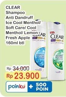 Promo Harga Clear Shampoo Ice Cool Menthol, Complete Soft Care, Lemon Fresh, Super Fresh Apple 160 ml - Indomaret