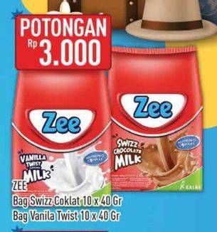 Promo Harga ZEE Susu Bubuk Swizz Chocolate, Vanilla Twist per 10 sachet 40 gr - Hypermart