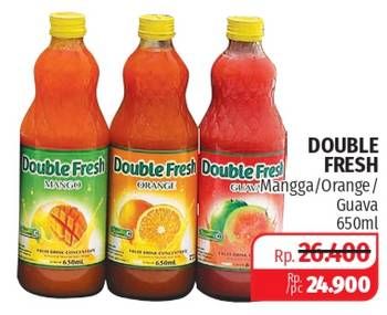Promo Harga DOUBLE FRESH Drink Concentrate Guava, Mango, Orange 650 ml - Lotte Grosir
