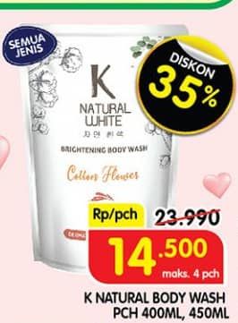 Promo Harga K Natural White Body Wash All Variants 400 ml - Superindo