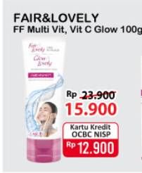 Promo Harga FAIR & LOVELY Facial Wash Vit C Glow 100gr/ Multivitamin 50gr  - Alfamart