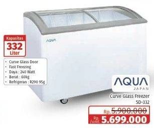 Promo Harga AQUA SD-332 | Curve Glass Freezer  332 ltr - Lotte Grosir