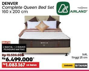 Promo Harga Airland Denver Complete Queen Bed Set 160 X 200 Cm  - COURTS