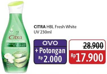 Promo Harga Citra Fresh White UV Hand and Body Gel Aloe Vera White Rose 230 ml - Alfamidi