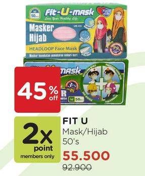 Promo Harga FIT-U-MASK Masker Earloop, Hijab 50 pcs - Watsons