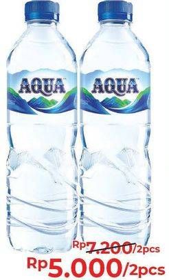 Promo Harga AQUA Air Mineral per 2 botol 600 ml - Alfamart