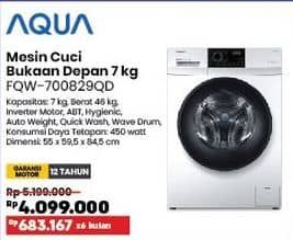 Promo Harga Aqua FQW-700829QD | Mesin Cuci Front Load 7kg  - COURTS