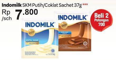 Promo Harga Indomilk Susu Kental Manis Cokelat, Plain per 6 sachet 37 gr - Carrefour