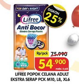 Promo Harga Lifree Popok Celana Ekstra Serap M10, L8, XL6 6 pcs - Superindo