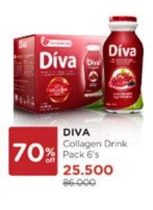 Promo Harga Diva Minuman Collagen High Vit. E per 6 botol 80 ml - Watsons