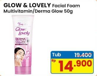 Promo Harga Glow & Lovely (fair & Lovely) Facial Foam Derma Glow, Brightening Multi Vitamin 50 gr - Indomaret