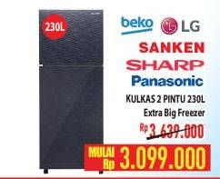 Promo Harga BEKO/LG/SANKEN/SHARP/PANASONIC Kulkas 2 Pintu  - Hypermart