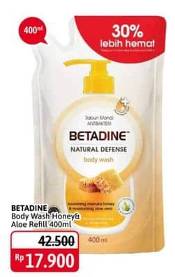 Promo Harga Betadine Natural Defense Body Wash Manuka Honey Moisturising Aloe Vera 400 ml - Alfamidi