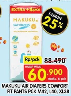 Promo Harga Makuku Comfort Fit Diapers Pants M42, L40, XL38 38 pcs - Superindo