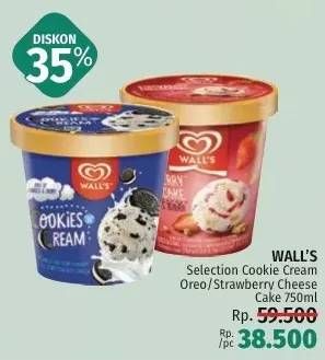 Promo Harga Walls Selection Oreo Cookies Cream, Strawberry Cheesecake 750 ml - LotteMart