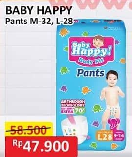 Promo Harga Baby Happy Body Fit Pants M32, L28 28 pcs - Alfamart