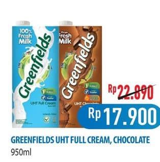 Promo Harga Greenfields UHT Full Cream, Chocolate 950 ml - Hypermart