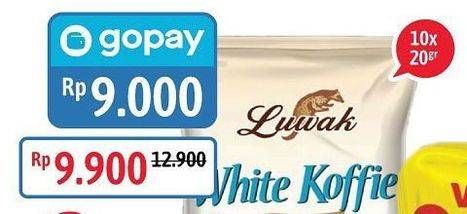 Promo Harga Luwak White Koffie per 10 sachet 20 gr - Alfamidi