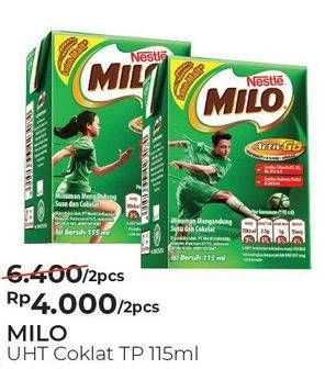 Promo Harga MILO Susu UHT per 2 pcs 115 ml - Alfamart