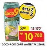 Promo Harga COCO 9 Coconut Water per 3 pcs 250 ml - Superindo