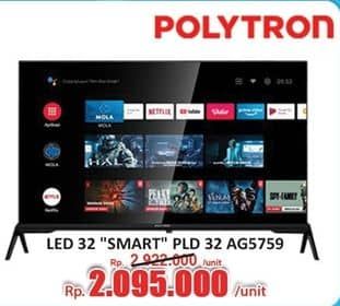 Polytron Smart Android TV 32 inch PLD 32AG5759  Diskon 28%, Harga Promo Rp2.095.000, Harga Normal Rp2.922.000