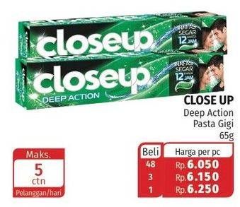 Promo Harga CLOSE UP Pasta Gigi Deep Action Gel 65 gr - Lotte Grosir