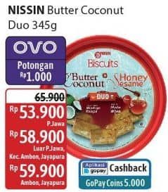 Promo Harga Nissin Biscuits Duo Butter Coconut Honey Sesame 345 gr - Alfamidi