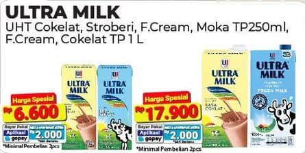 Promo Harga Ultra Milk Susu UHT Coklat, Full Cream 1000 ml - Alfamart