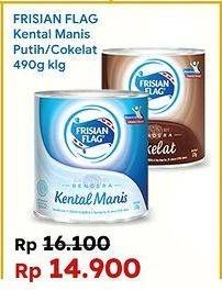 Promo Harga FRISIAN FLAG Susu Kental Manis Cokelat, Putih 490 gr - Indomaret