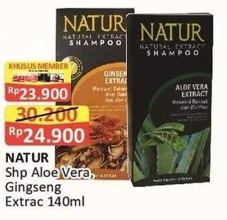 Promo Harga NATUR Shampoo Aloe Vera Extract Hair Nutritive, Ginseng Extract Anti Hair Fall 140 ml - Alfamart