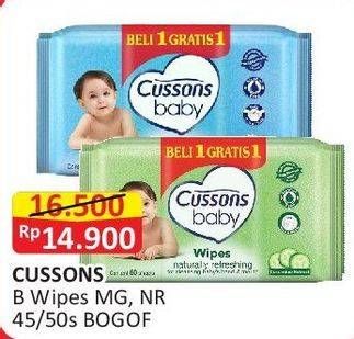 Promo Harga Cussons Baby Wipes Mild Gentle, Naturally Refreshing 50 sheet - Alfamart