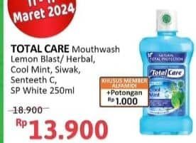 Promo Harga Total Care Mouthwash Sensitive Teeth, Lemon Herbs, Cool Mint, Siwak Salt, Sparkling White 250 ml - Alfamidi