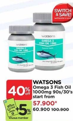 Promo Harga Watsons Omega 3 Fish Oil 1000mg 30 pcs - Watsons