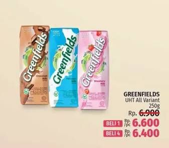 Promo Harga GREENFIELDS UHT All Variants 250 ml - LotteMart