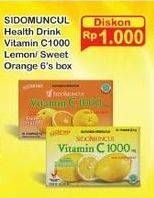 Promo Harga SIDO MUNCUL Vitamin C 1000mg Lemon, Sweet Orange per 6 sachet 4 gr - Indomaret