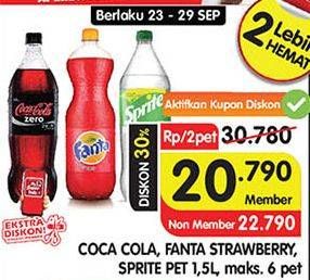 Promo Harga COCA COLA/ FANTA Strawberry/ SPRITE 1,5 L  - Superindo