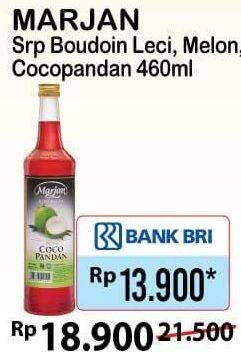 Promo Harga MARJAN Syrup Boudoin Coco Pandan, Leci, Melon 460 ml - Alfamart
