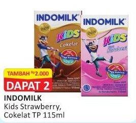 Promo Harga INDOMILK Susu UHT Kids Cokelat, Stroberi 115 ml - Alfamart