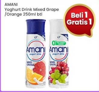 Promo Harga Amani Yoghurt Drink Mixed Grape, Mixed Orange 250 ml - Indomaret
