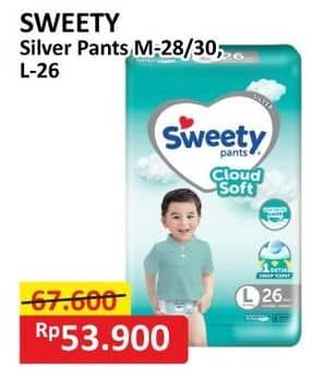 Promo Harga Sweety Silver Pants M28, M30, L26 26 pcs - Alfamart