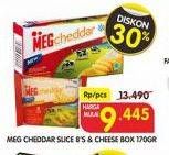 Promo Harga MEG Cheddar Slice 8's & Cheese Box 170 g  - Superindo