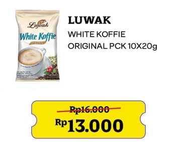 Promo Harga Luwak White Koffie Original per 10 sachet 20 gr - Indomaret