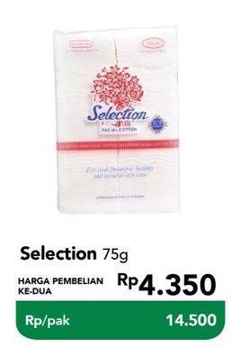 Promo Harga SELECTION Facial Cotton 75 gr - Carrefour