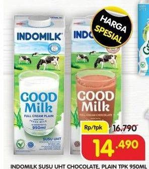 Promo Harga Indomilk Susu UHT Cokelat, Full Cream Plain 950 ml - Superindo