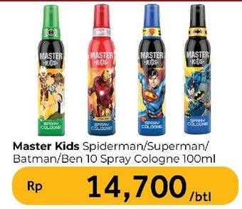 Promo Harga Master Kids Spray Cologne Spiderman, Superman, Batman, Ben10 100 ml - Carrefour